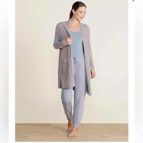 Barefoot Dreams Cozychic Luxe Long Open Front Cardigan in Pewter Gray Medium NWT - Picture 1 of 5